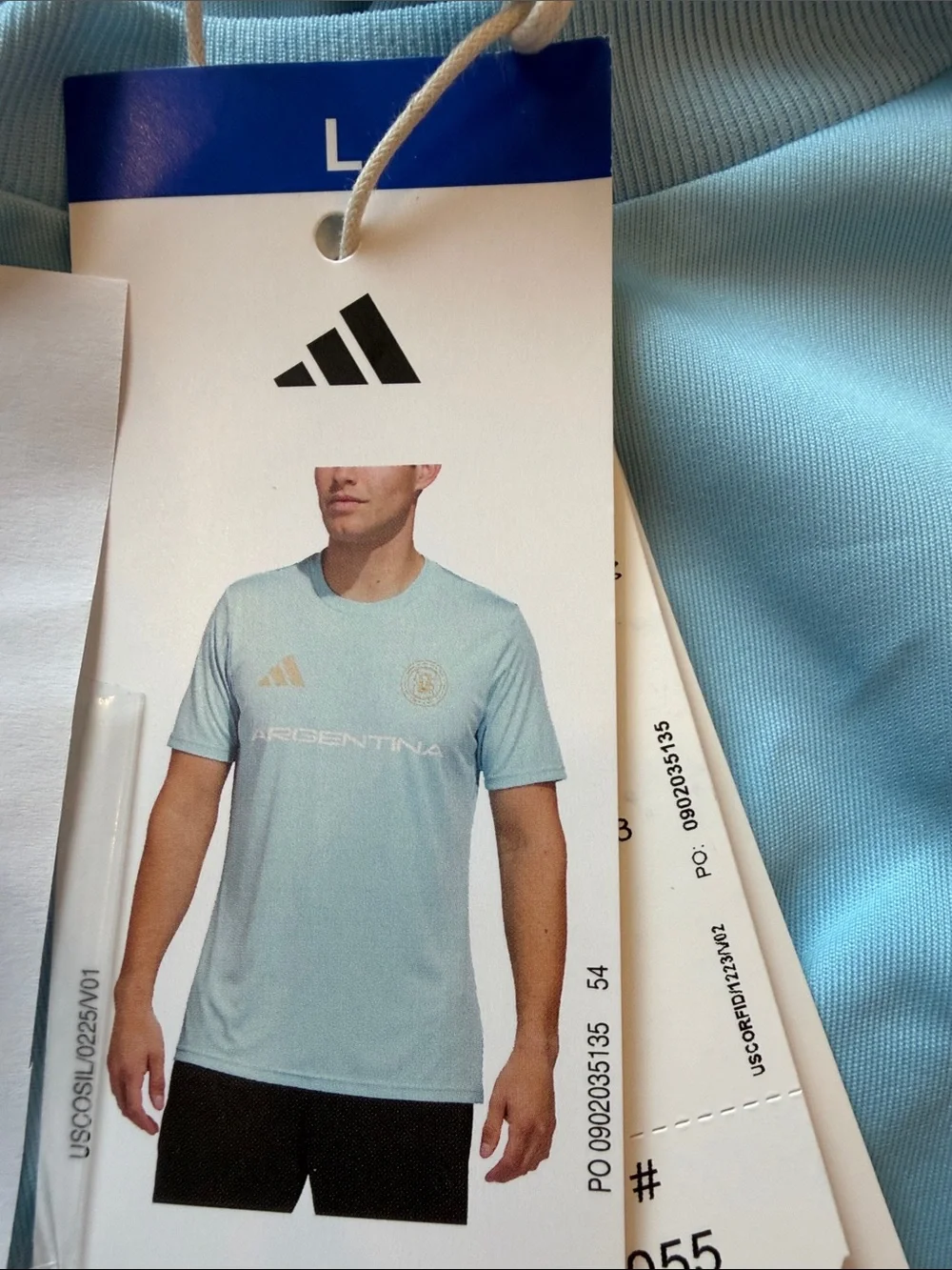 New Argentina Men's Light Blue Performance Tee by Adidas